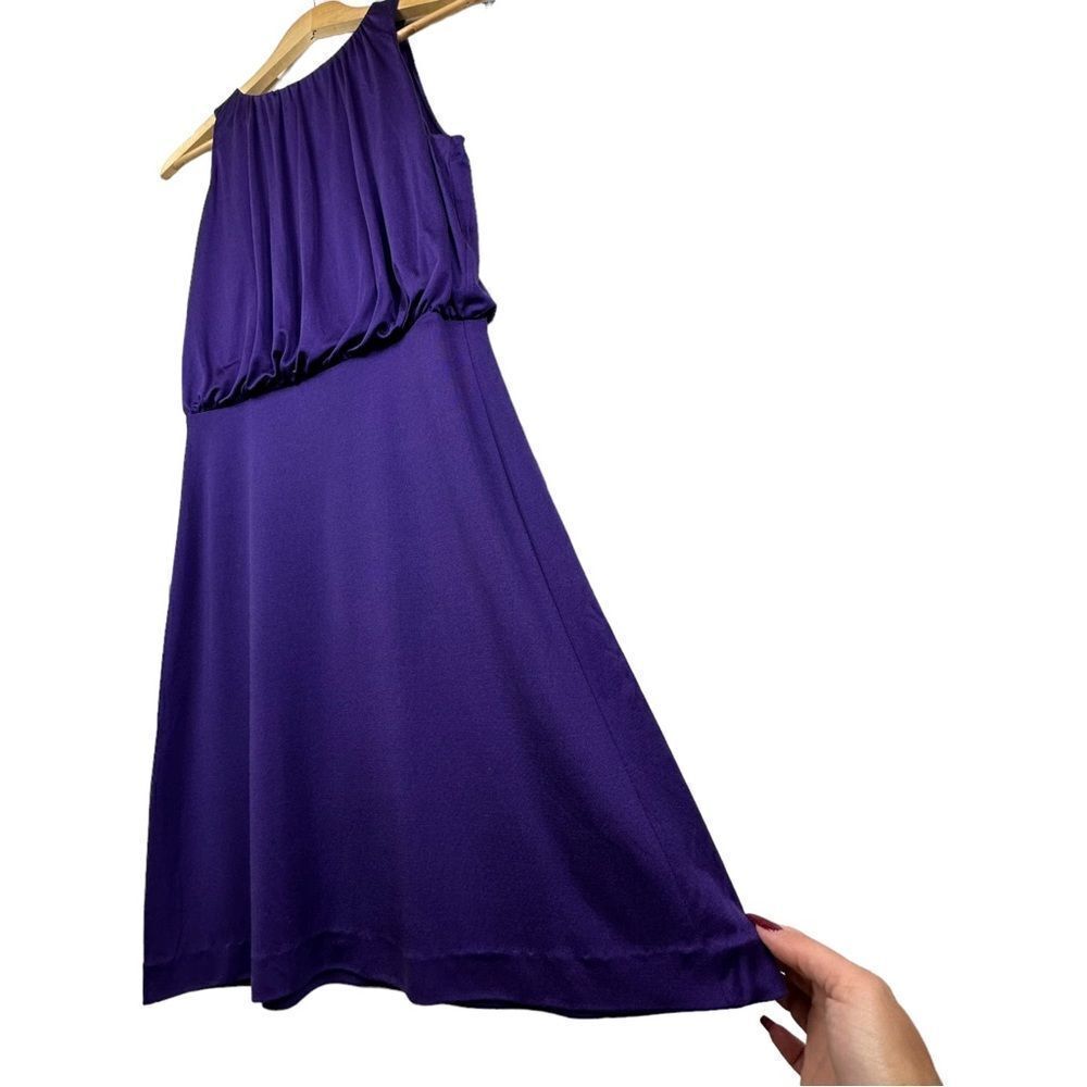 Susana Monaco NWOT Purple High Neck Ruched Top Button Back Mini Dress